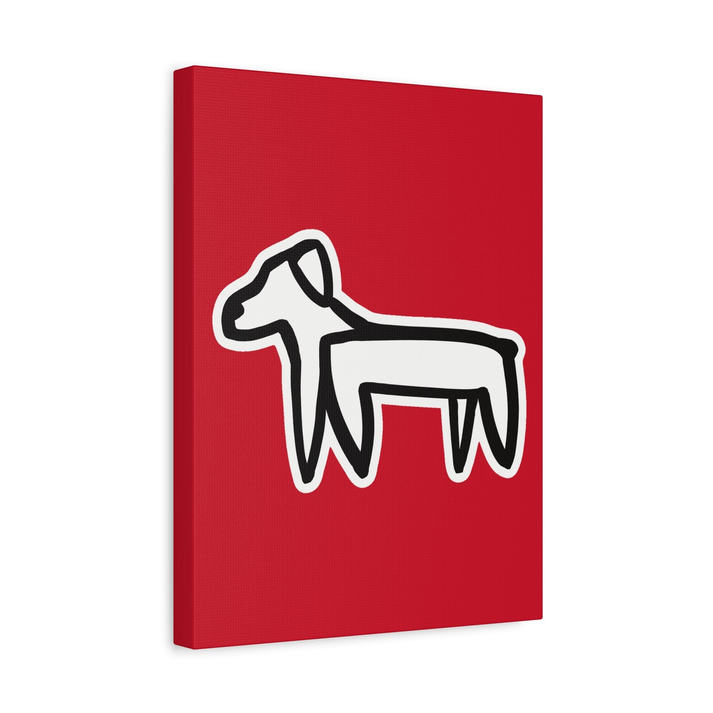 Dog Canvas Print on Red (Sticker Style White Dog) - Dog Art Print