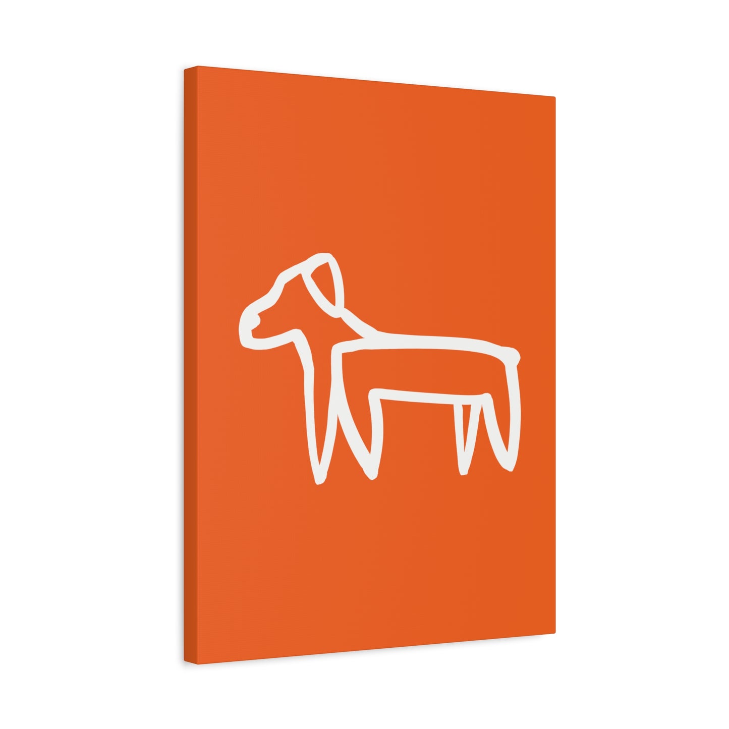 Dog Canvas Print on Orange (Transparent Style White Dog) - Dog Art Print
