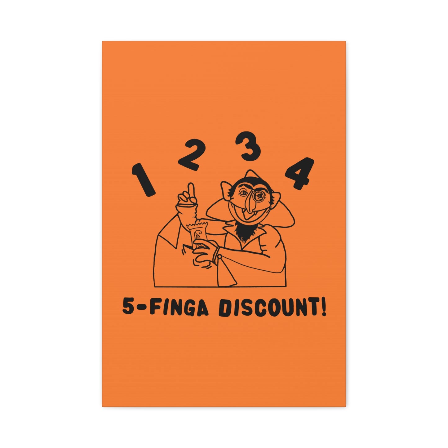 Five Finger Discount Outline Canvas Print Light Orange - Sesame Street The Count Parody Art Print