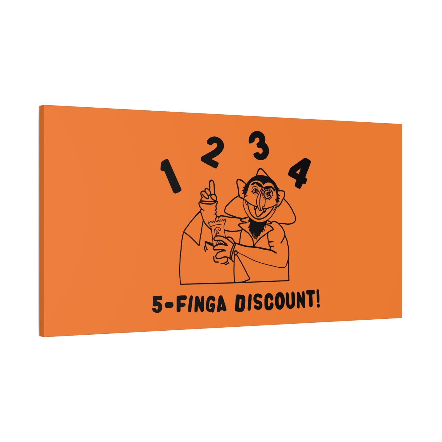 Five Finger Discount Outline Canvas Print Light Orange - Sesame Street The Count Parody Art Print