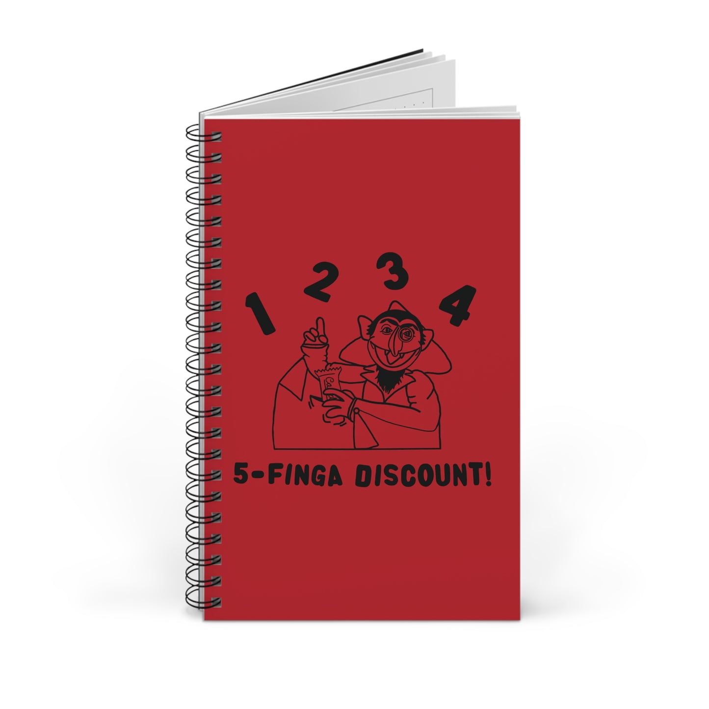 Five Finger Discount Outline Notebook Red - Sesame Street The Count Parody Notebook
