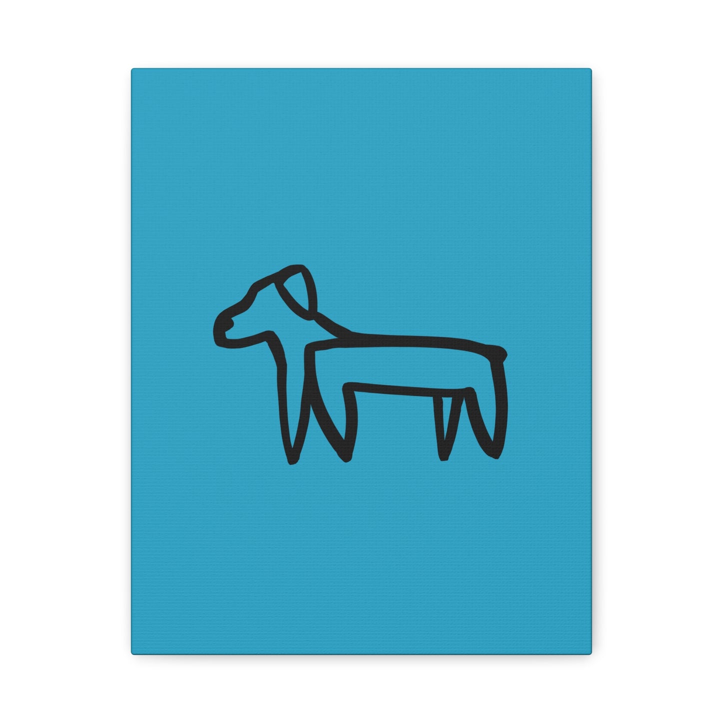 Dog Canvas Print on Turquoise (Transparent Style Black Dog) - Dog Drawing Canvas