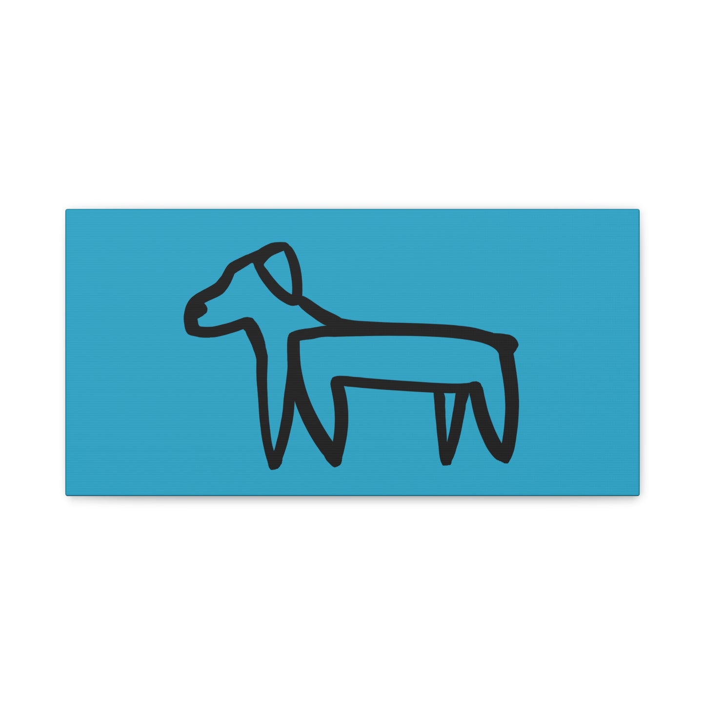 Dog Canvas Print on Turquoise (Transparent Style Black Dog) - Dog Drawing Canvas