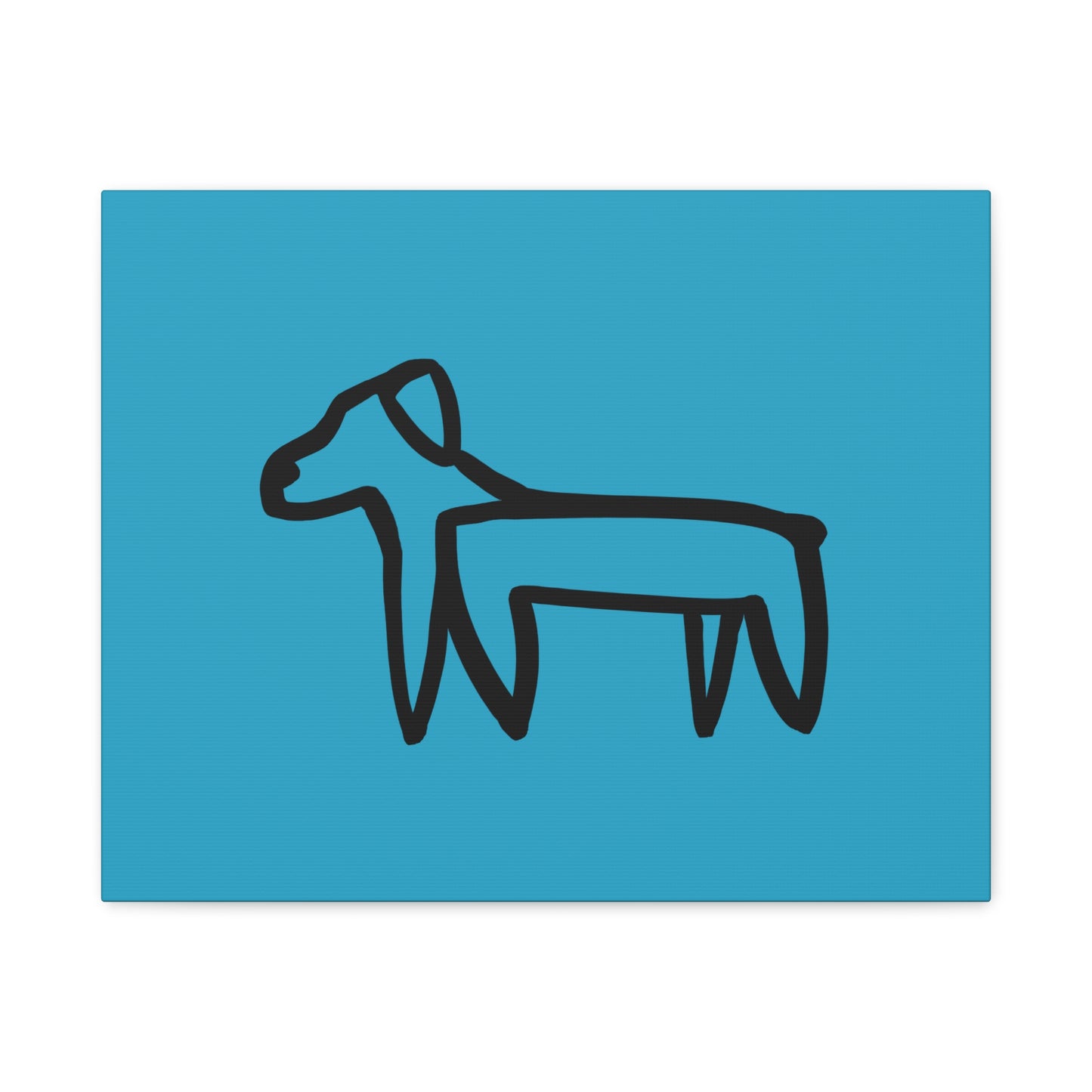 Dog Canvas Print on Turquoise (Transparent Style Black Dog) - Dog Drawing Canvas