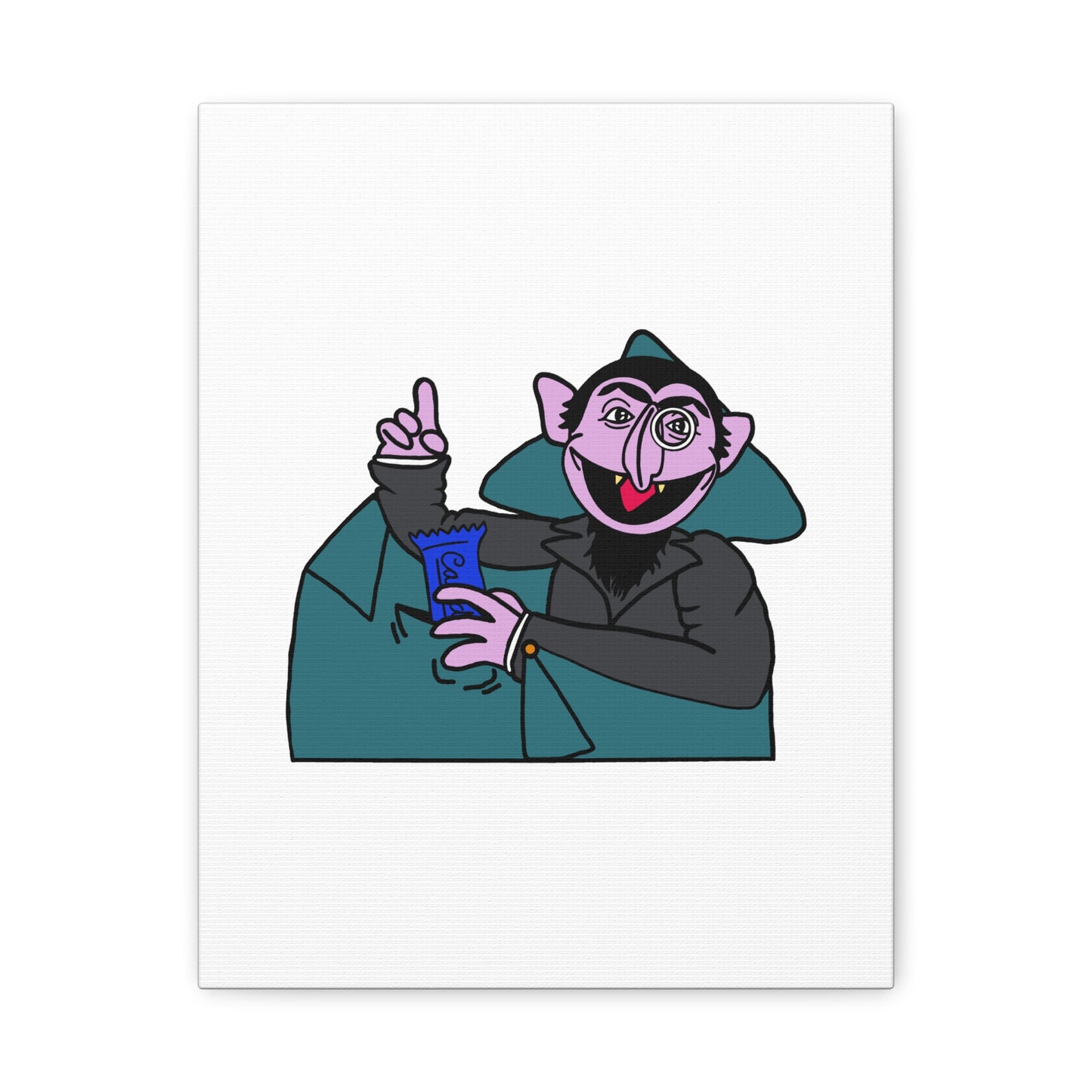 The Count Stealing Candy Canvas Print White - Sesame Street The Count Parody Art