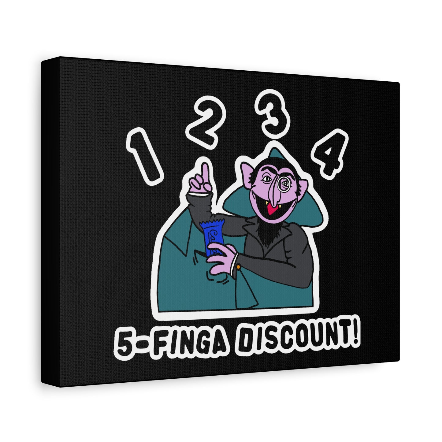 Five Finger Discount Canvas Print Black - Sesame Street The Count Parody Art Print