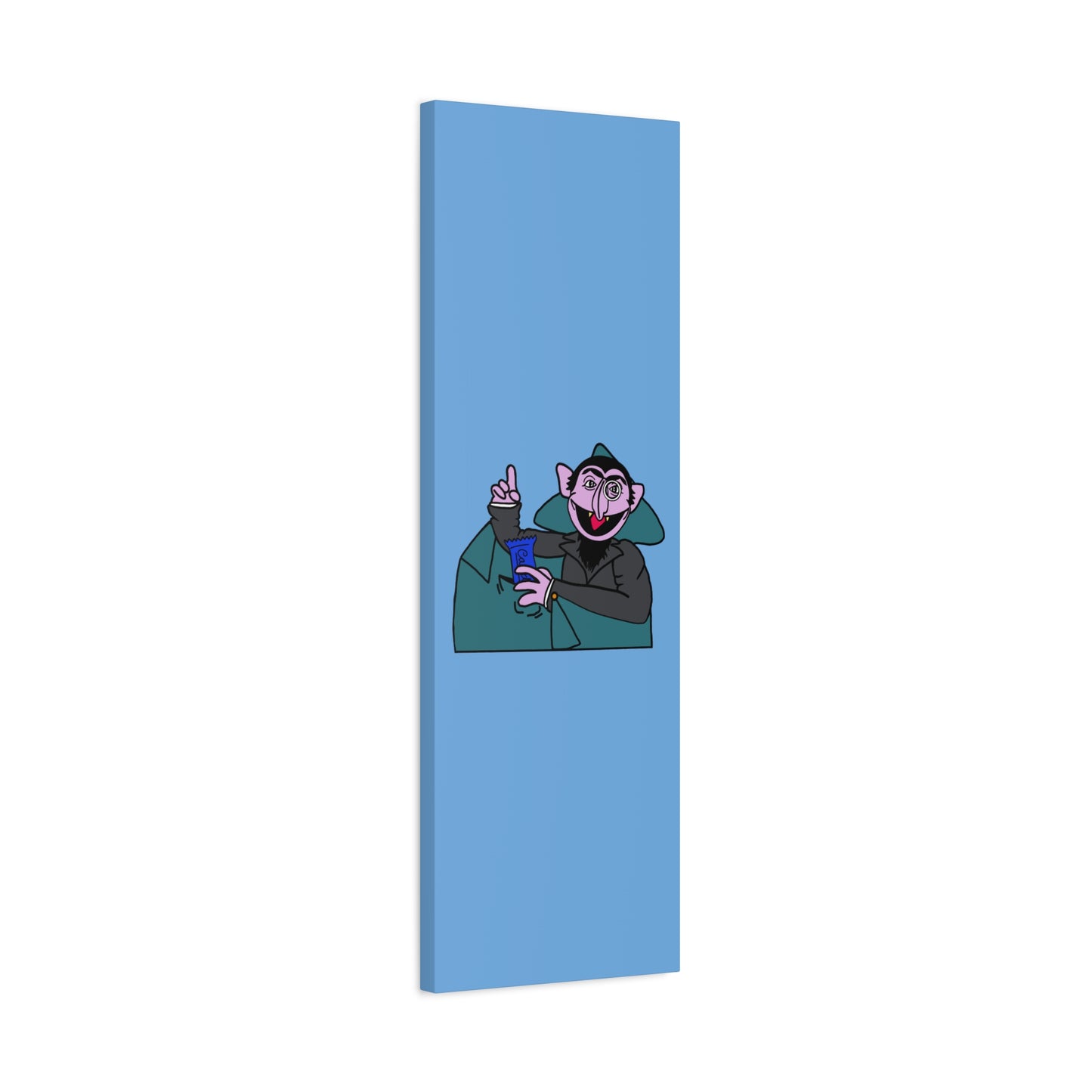 The Count Stealing Candy Canvas Print Light Blue - Sesame Street The Count Parody Art