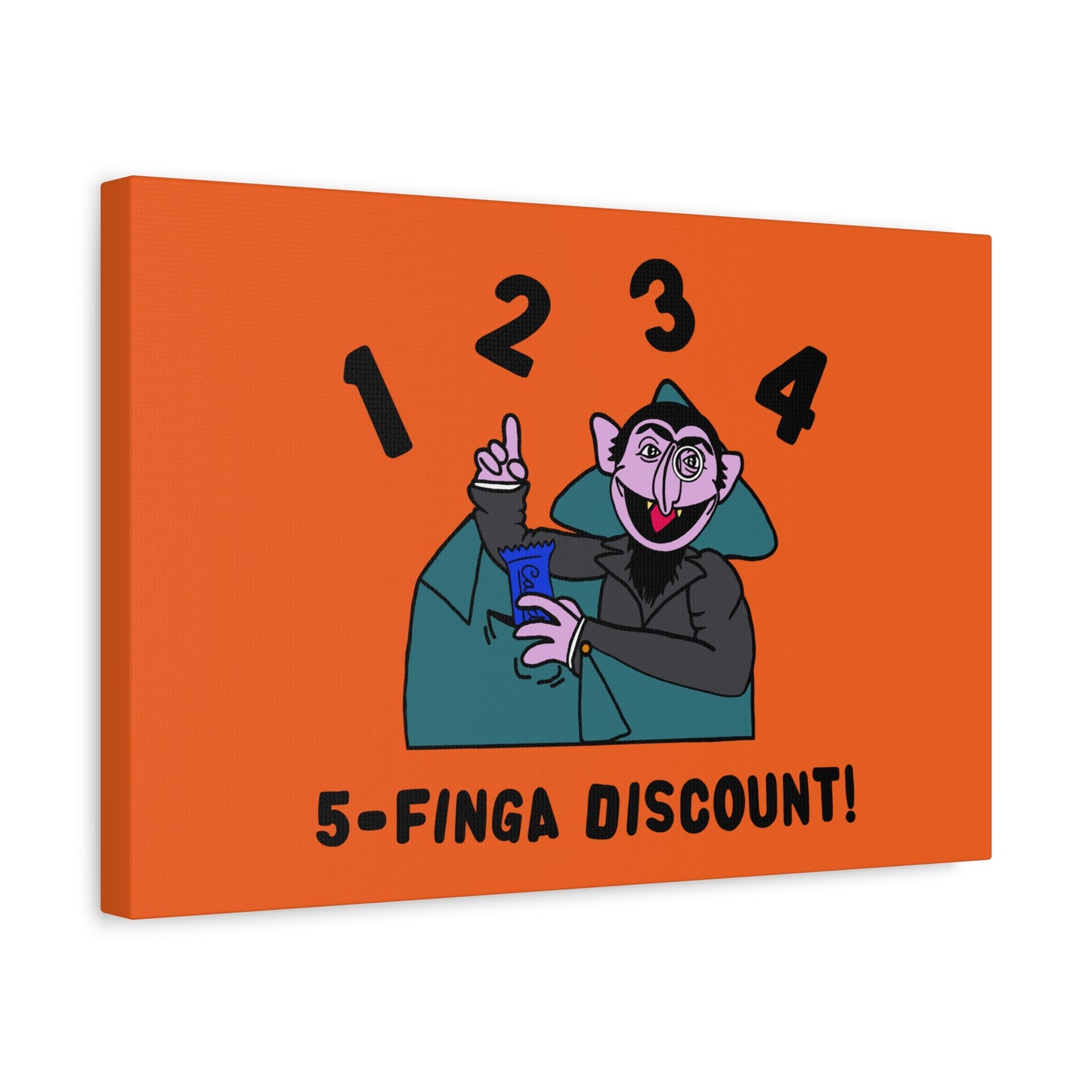 Five Finger Discount Canvas Print Orange - Sesame Street The Count Parody Art Print