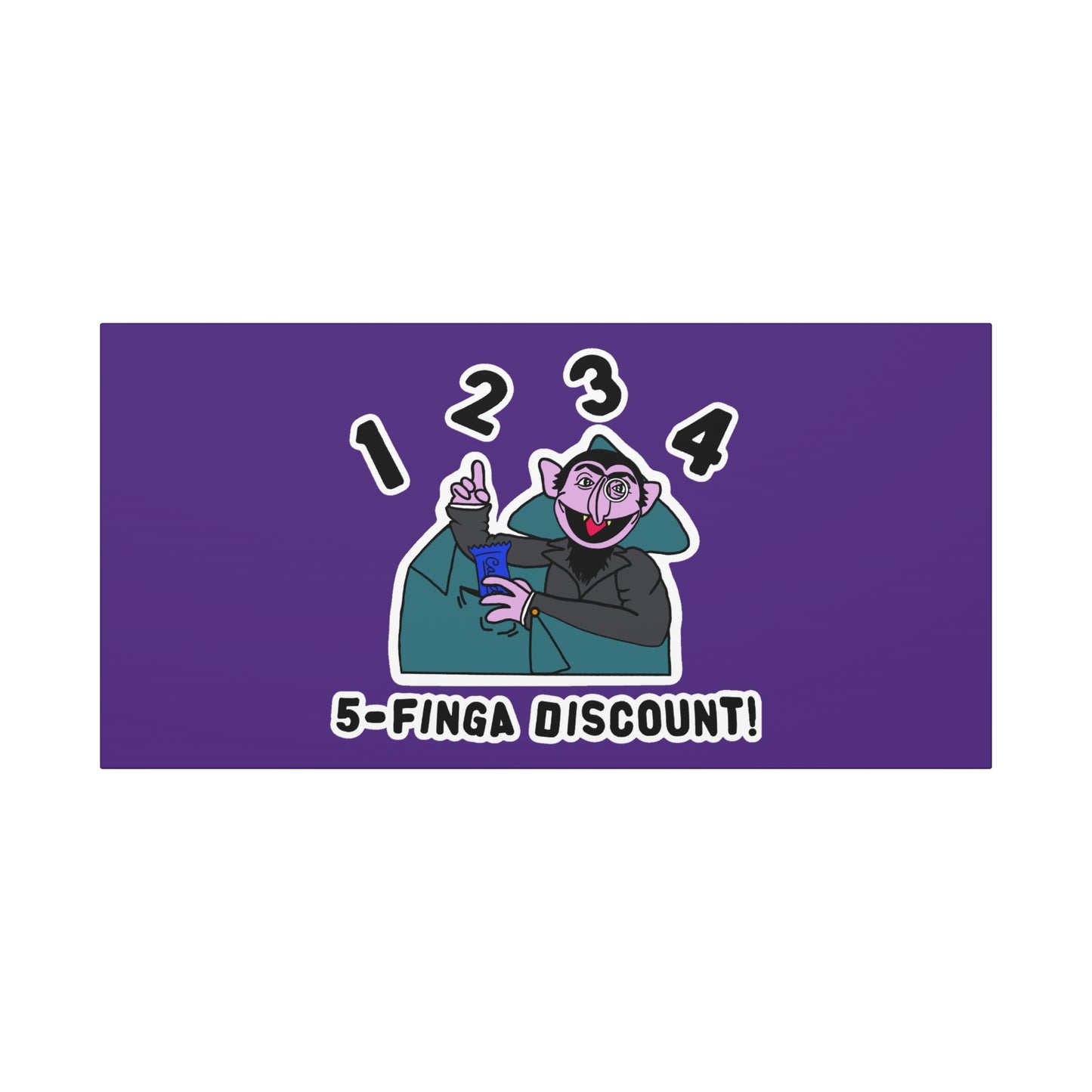 Five Finger Discount Canvas Print Light Purple - Sesame Street The Count Parody Art Print