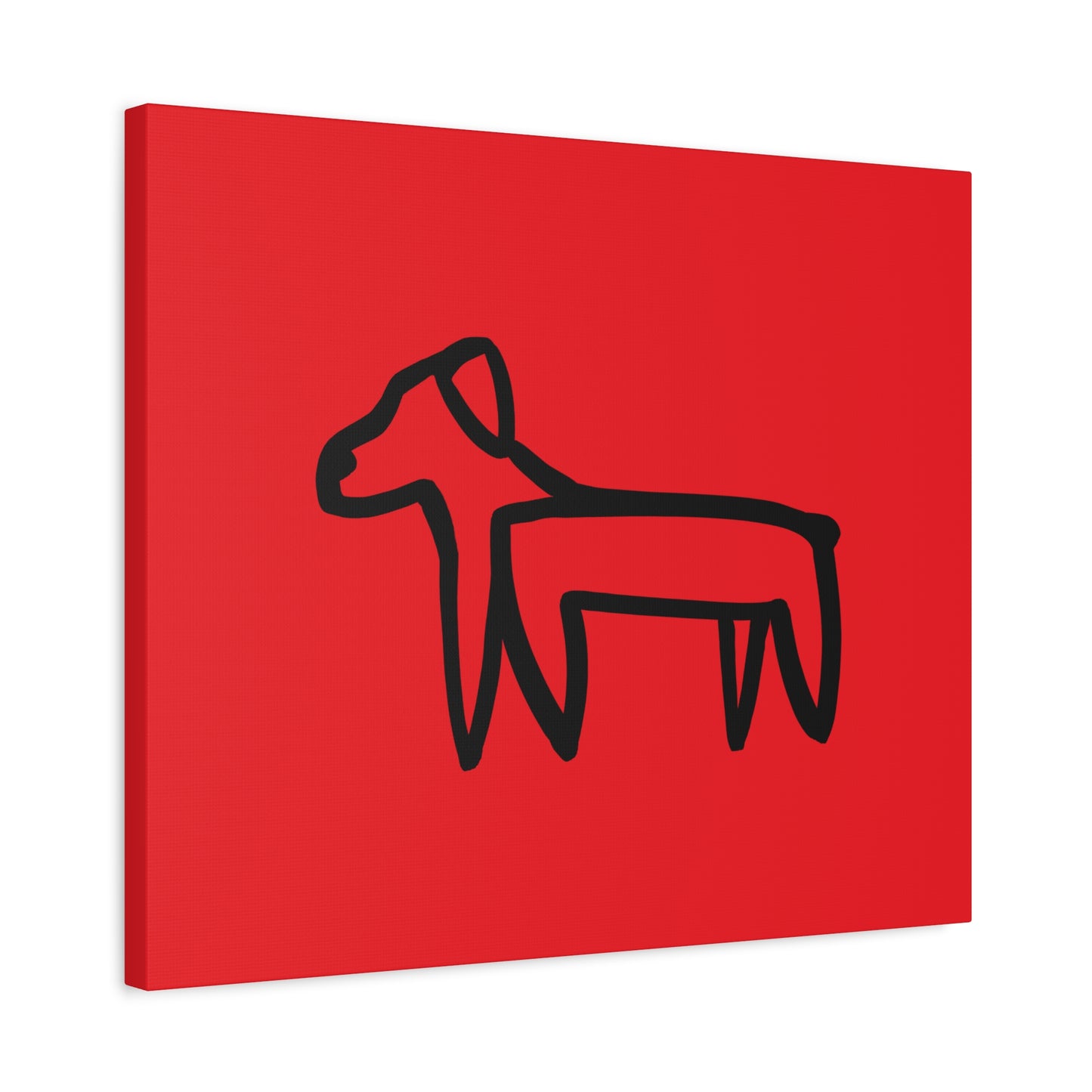 Dog Canvas Print on Red (Transparent Style Black Dog) - Dog Drawing Canvas