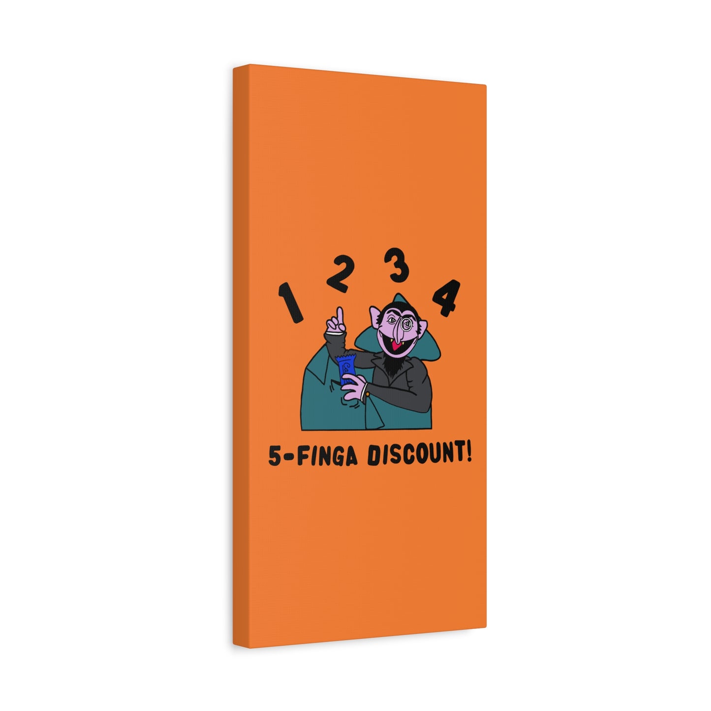 Five Finger Discount Canvas Print Light Orange - Sesame Street The Count Parody Art Print