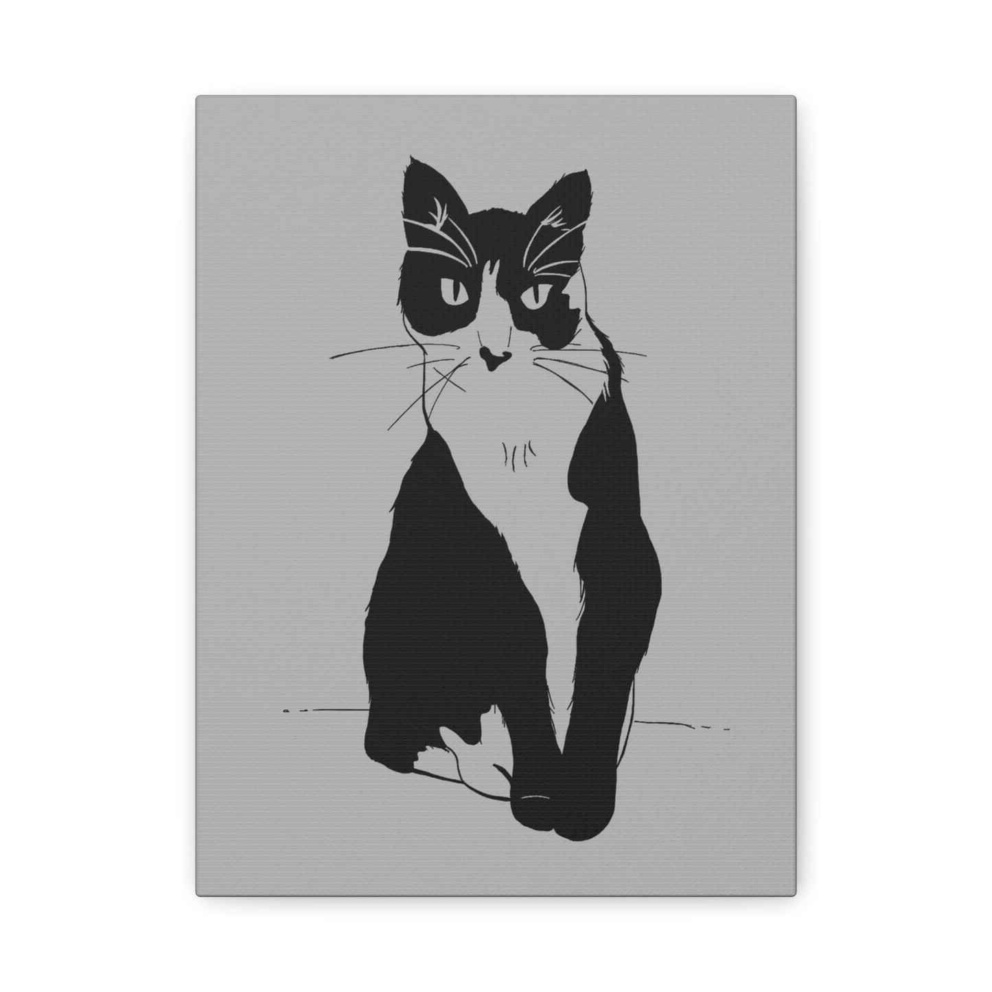 Cat Canvas Print on Grey (Transparent Style Cat) - Cat Drawing Art