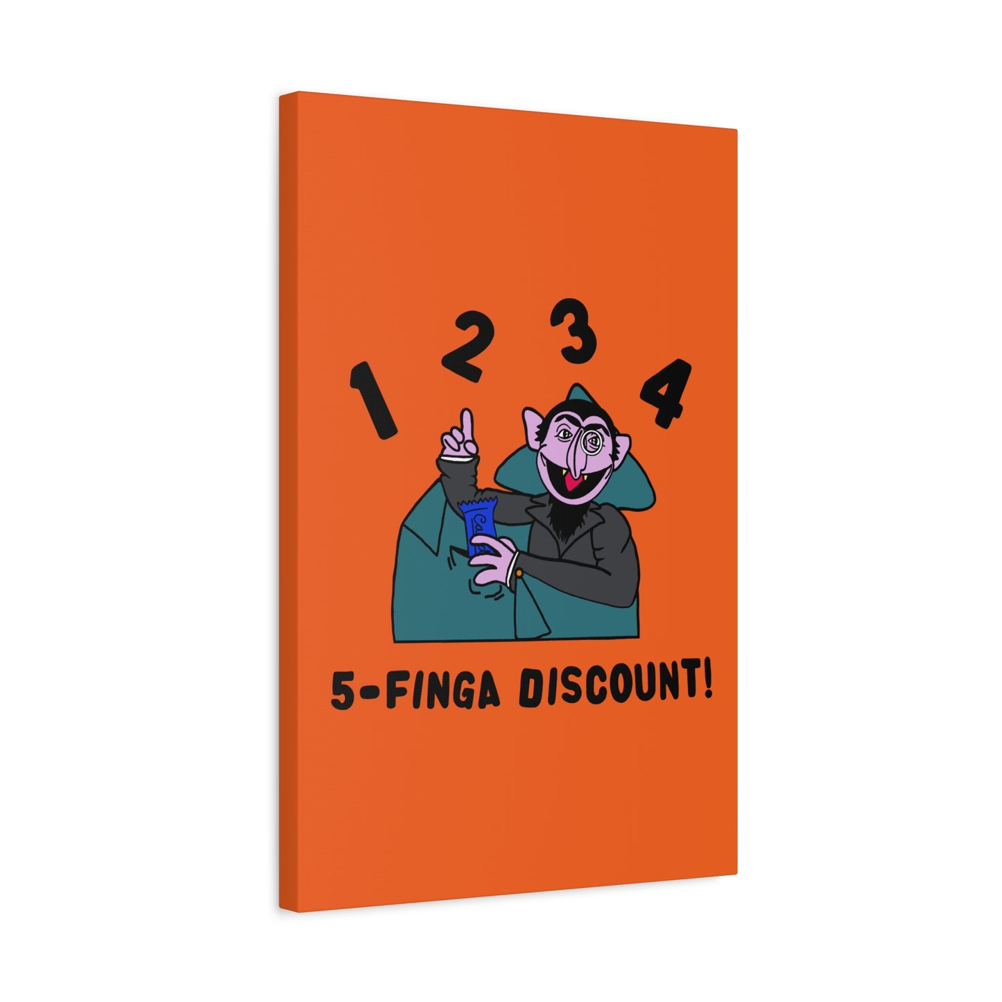 Five Finger Discount Canvas Print Orange - Sesame Street The Count Parody Art Print