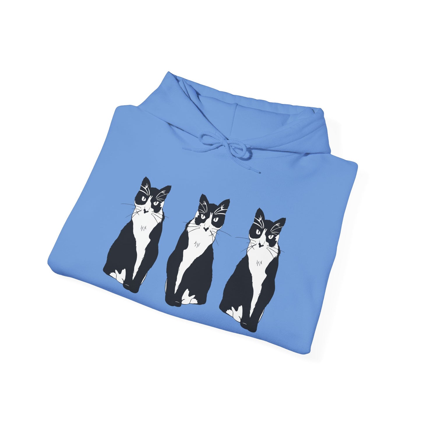 Cat x3 Hoodie (B&W Style Cat) - Cat Hooded Sweatshirt