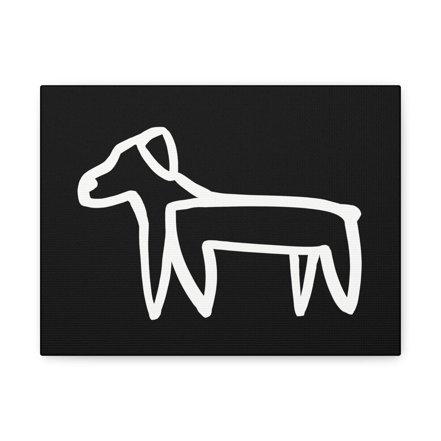 Dog Canvas Print on Black (Transparent Style White Dog) - Dog Art Print
