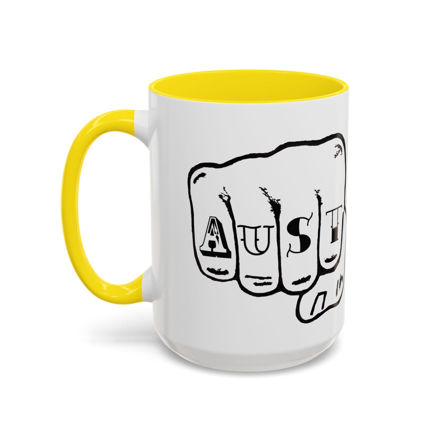 Austin Knuckle Tats Tattooed Fists Accent Mug Giant Fists Edition