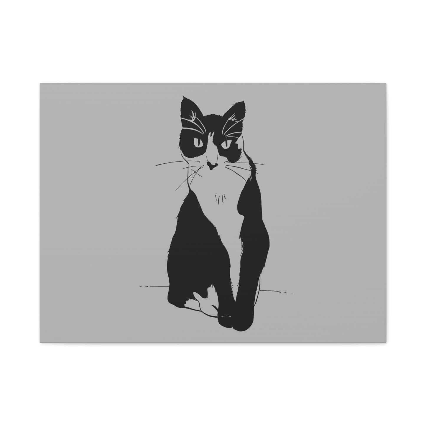 Cat Canvas Print on Grey (Transparent Style Cat) - Cat Drawing Art