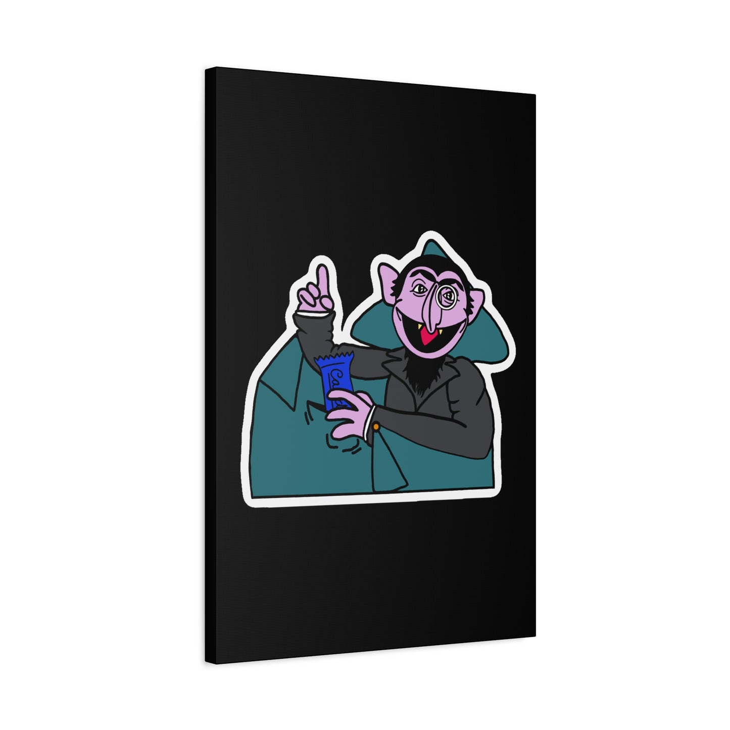 The Count Stealing Candy Canvas Print Black - Sesame Street The Count Parody Art