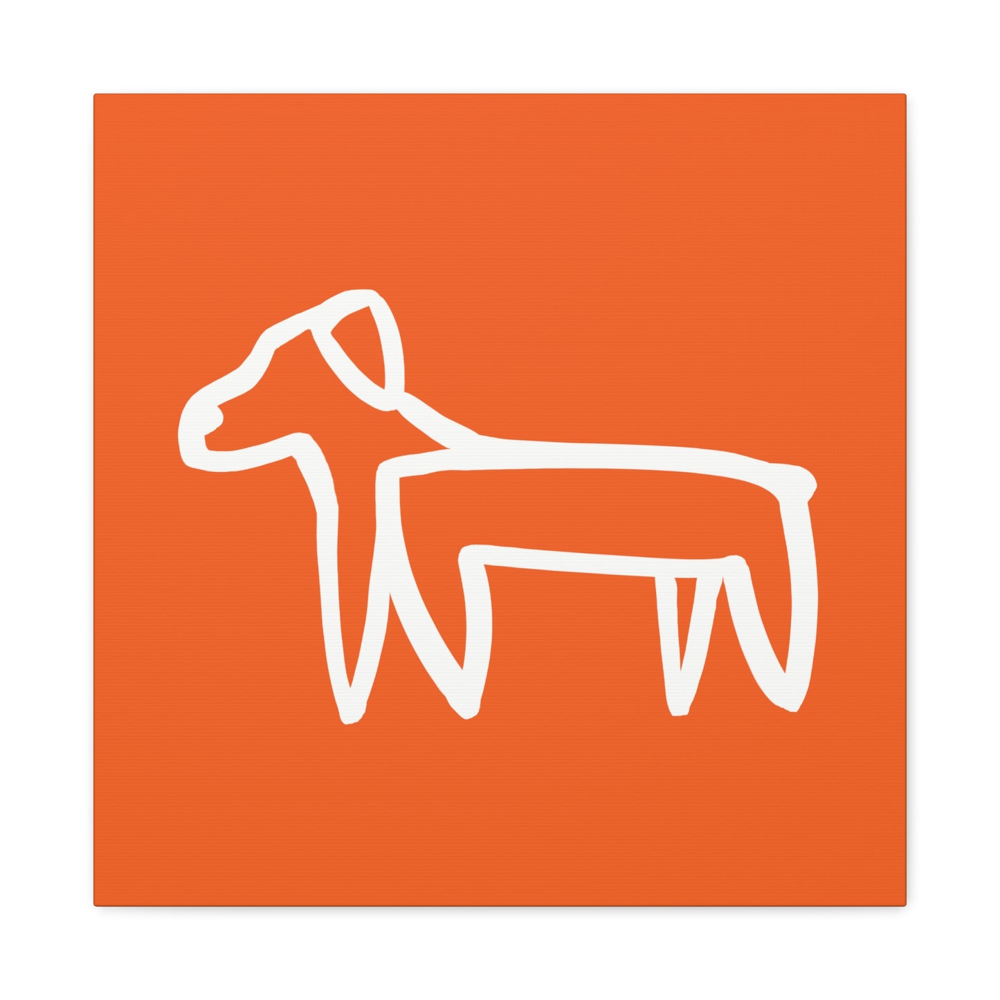 Dog Canvas Print on Orange (Transparent Style White Dog) - Dog Art Print