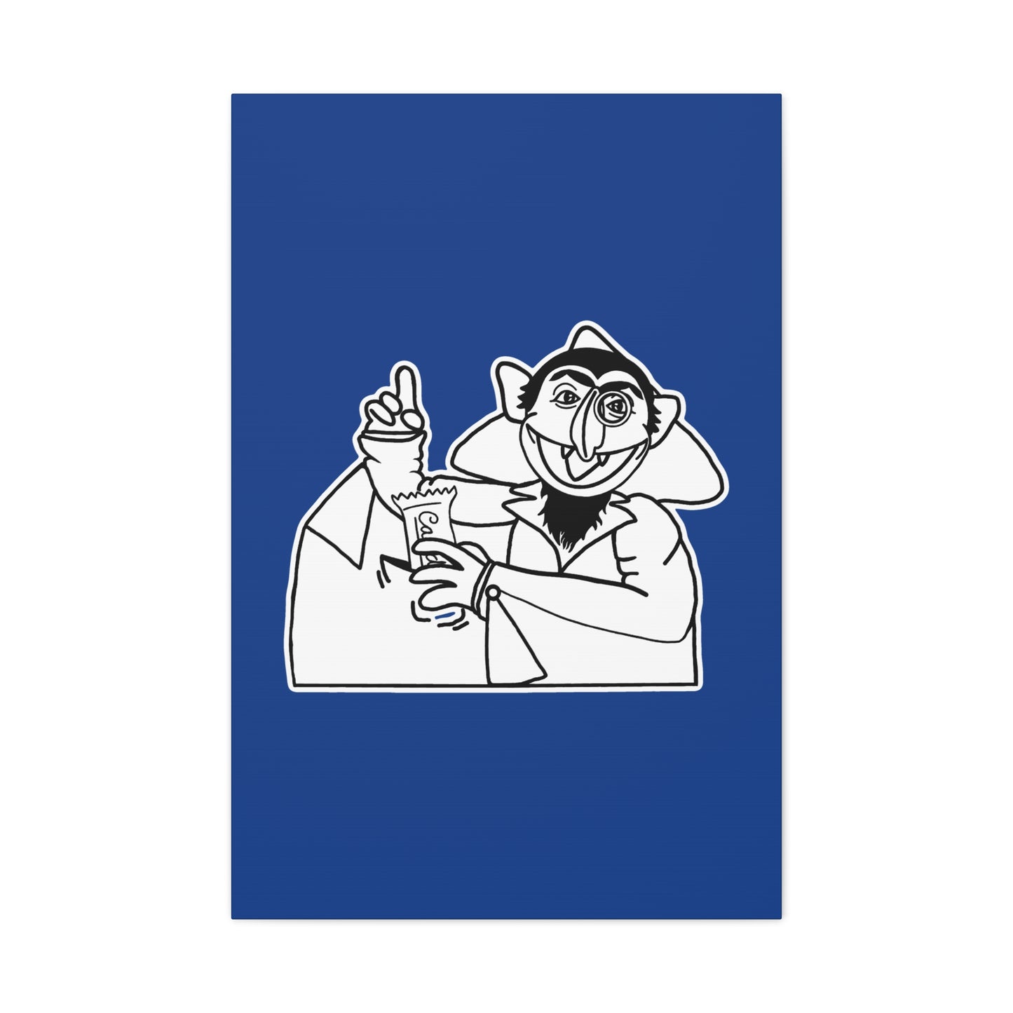 The Count Stealing Candy Outline Canvas Print Dark Blue - Sesame Street The Count Parody Art