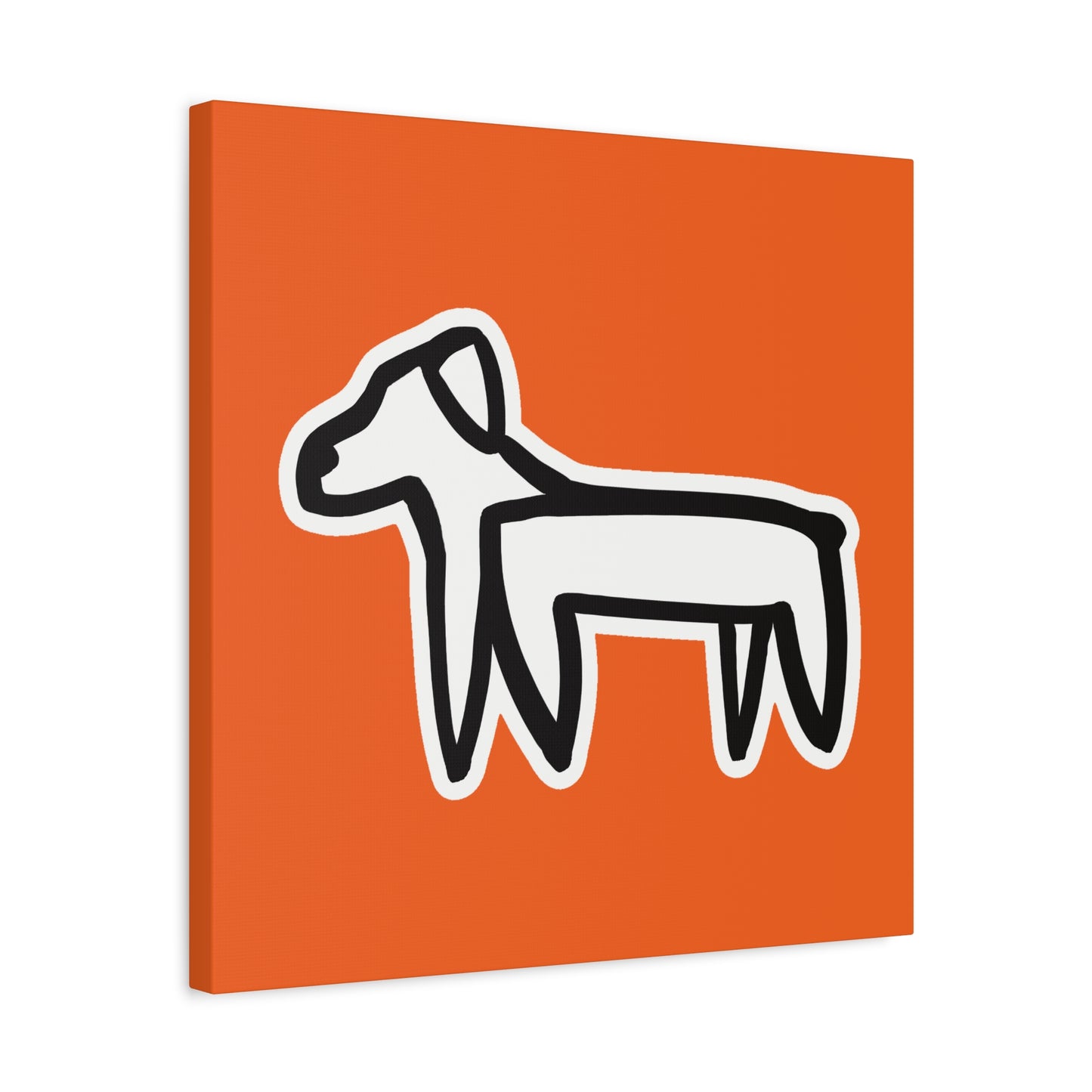 Dog Canvas Print on Orange (Sticker Style White Dog) - Dog Art Print