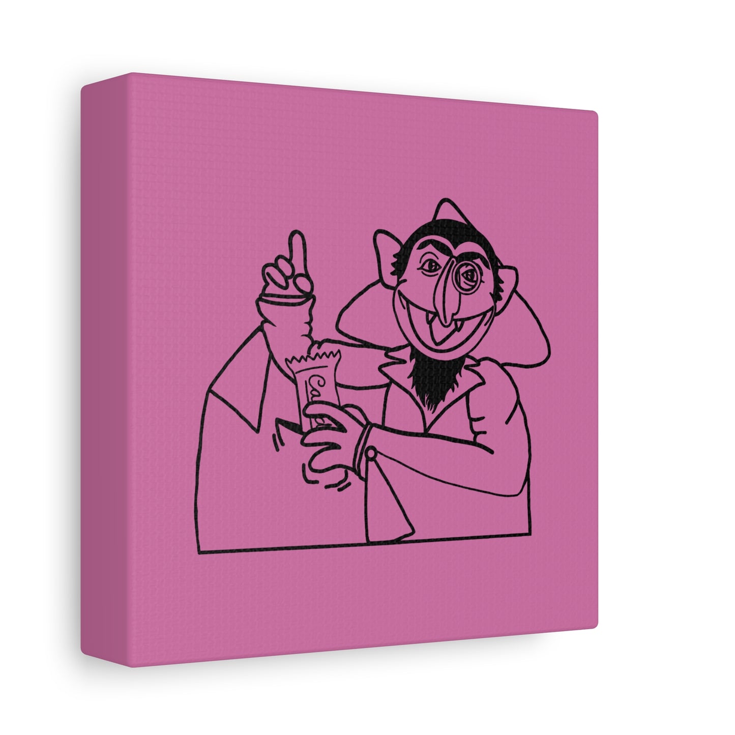 The Count Stealing Candy Outline Canvas Print Light Pink - Sesame Street The Count Parody Art