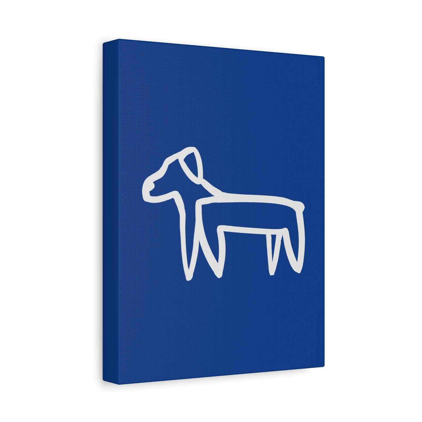 Dog Canvas Print on Blue (Transparent Style White Dog) - Dog Art Print