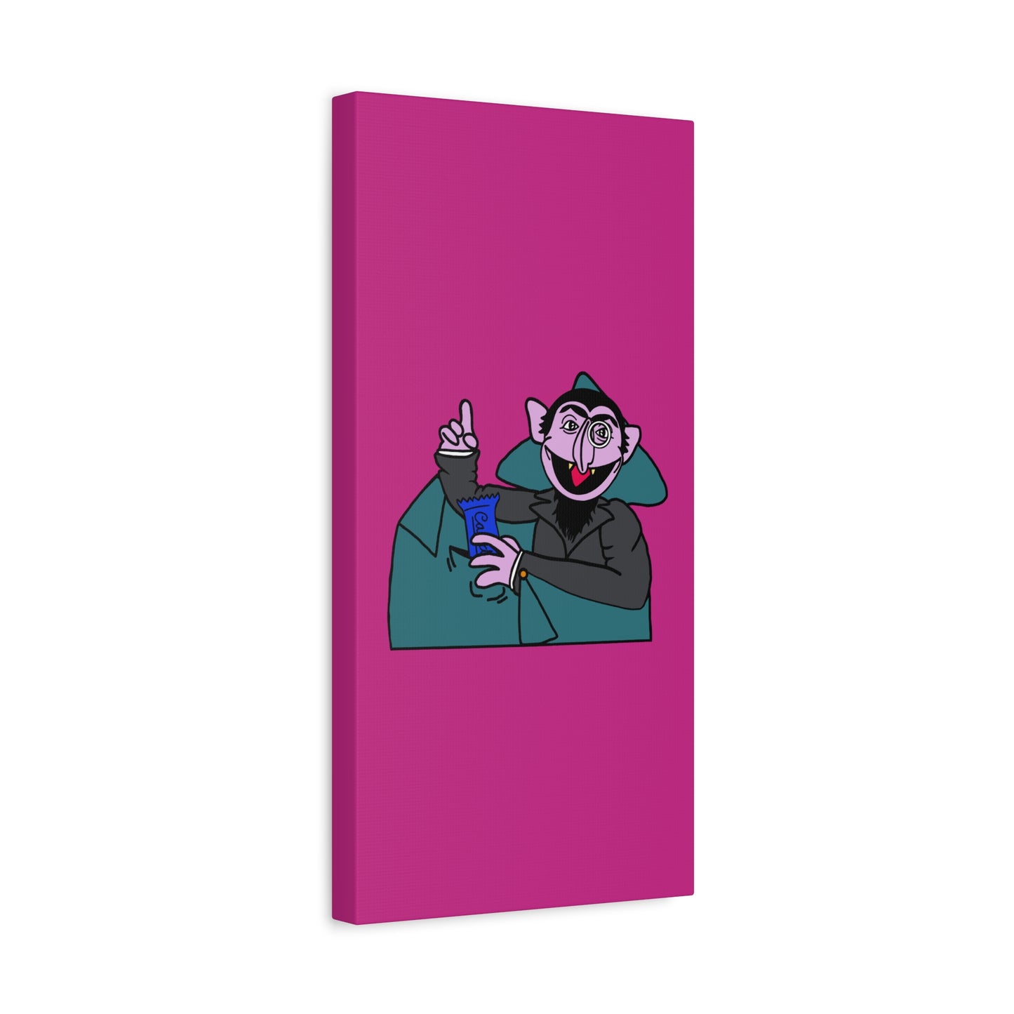 The Count Stealing Candy Canvas Print Pink - Sesame Street The Count Parody Art