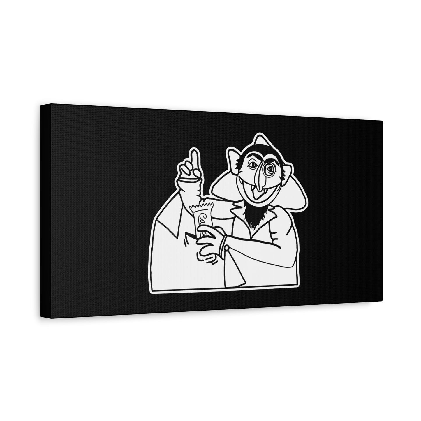 The Count Stealing Candy Outline Canvas Print Black - Sesame Street The Count Parody Canvas Art