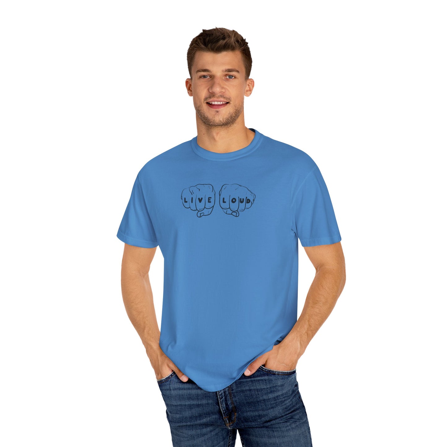 Live Loud Knuckle Tats Tattooed Fists Tee