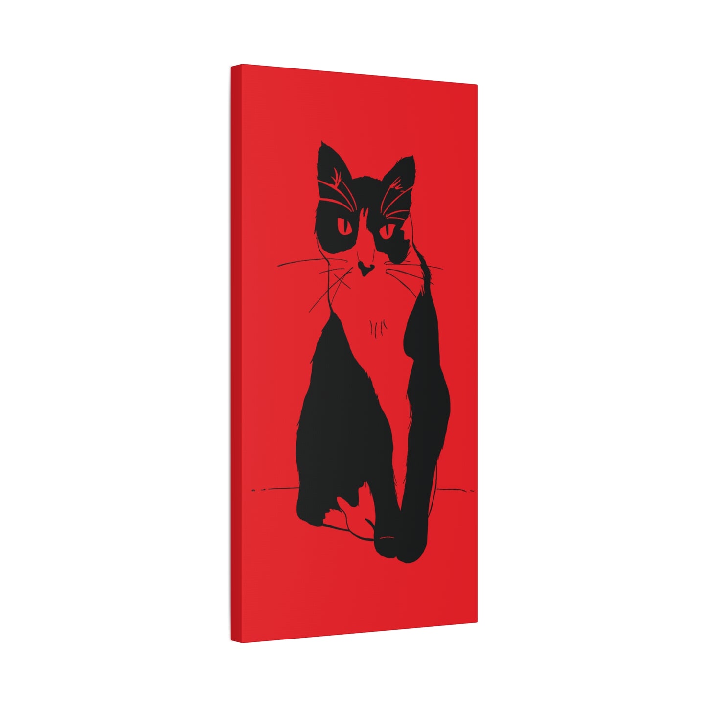 Cat Canvas Print on Red (Transparent Style Cat) - Cat Drawing Art