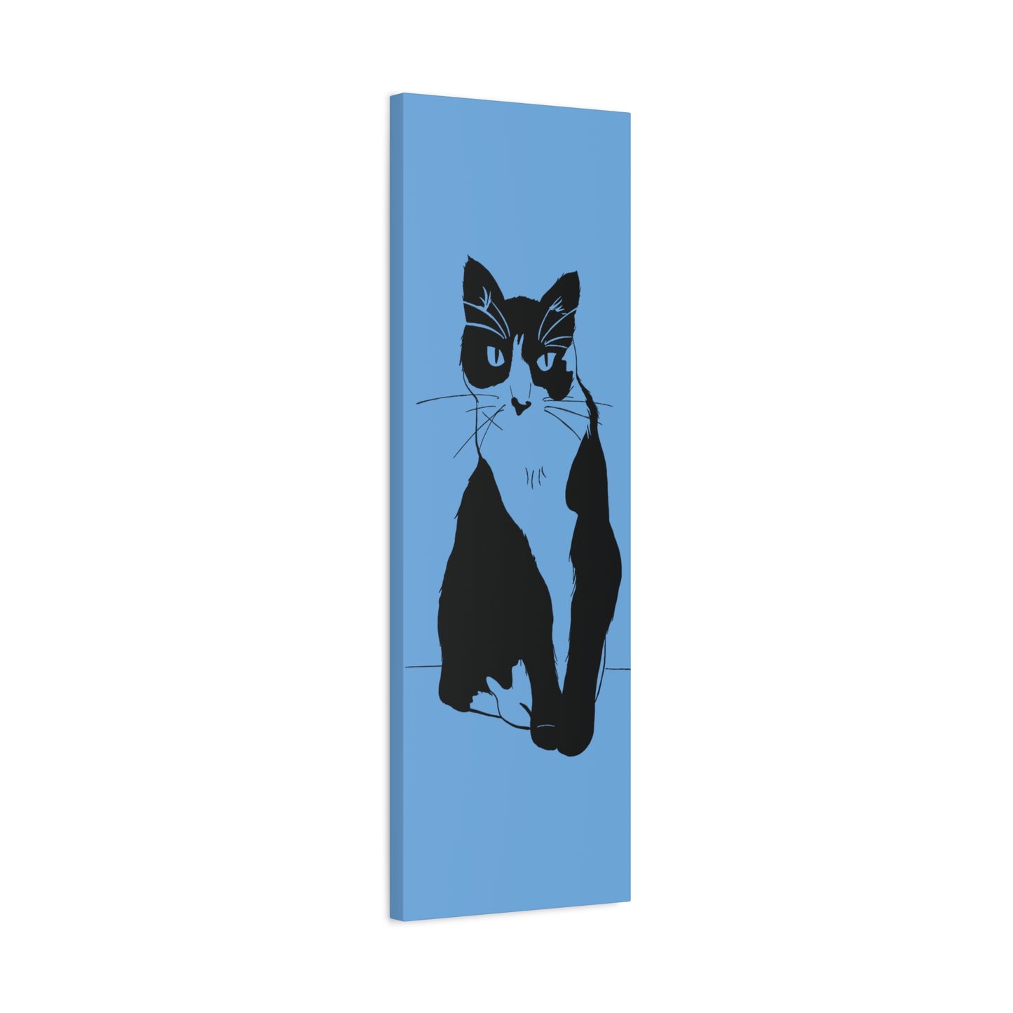 Cat Canvas Print on Light Blue (Transparent Style Cat) - Cat Drawing Art