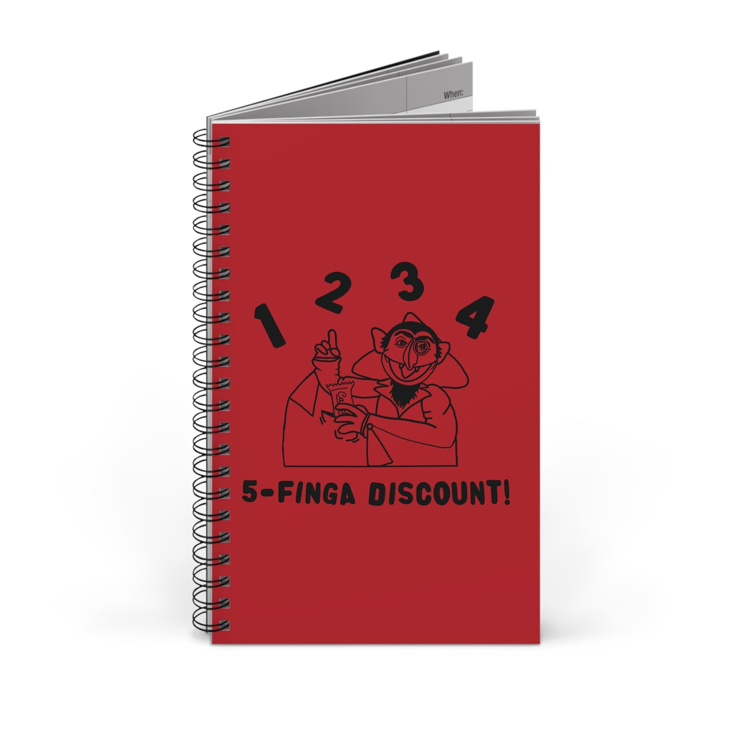 Five Finger Discount Outline Notebook Red - Sesame Street The Count Parody Notebook