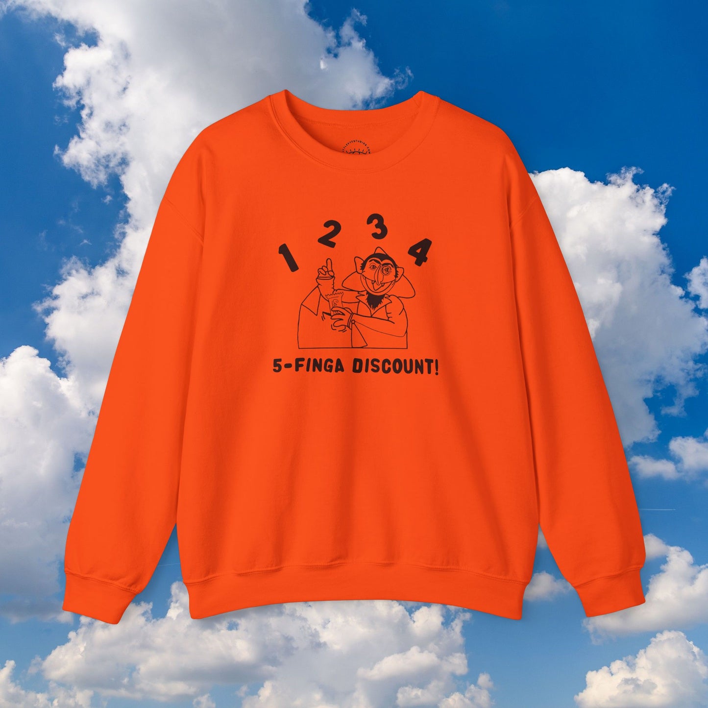 Five Finger Discount Outline Sweatshirt - Sesame Street The Count Parody Sweatshirt