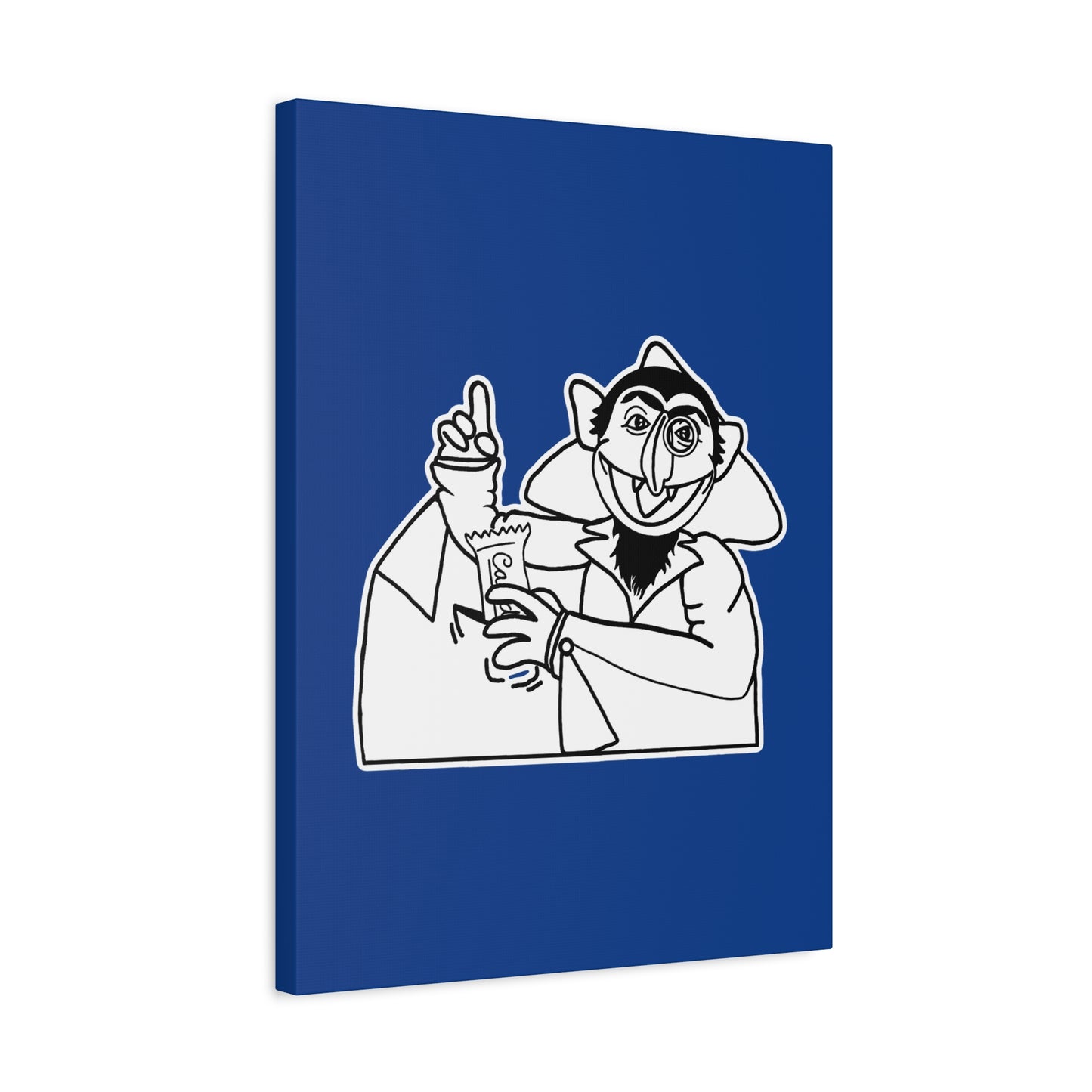 The Count Stealing Candy Outline Canvas Print Dark Blue - Sesame Street The Count Parody Art
