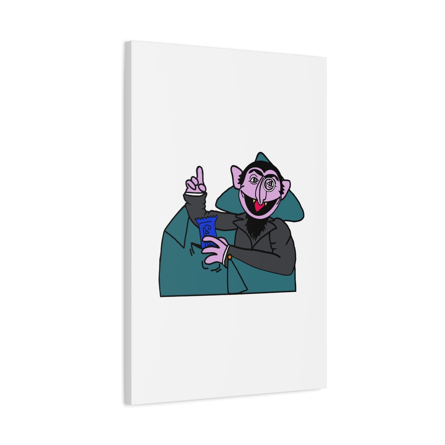 The Count Stealing Candy Canvas Print White - Sesame Street The Count Parody Art