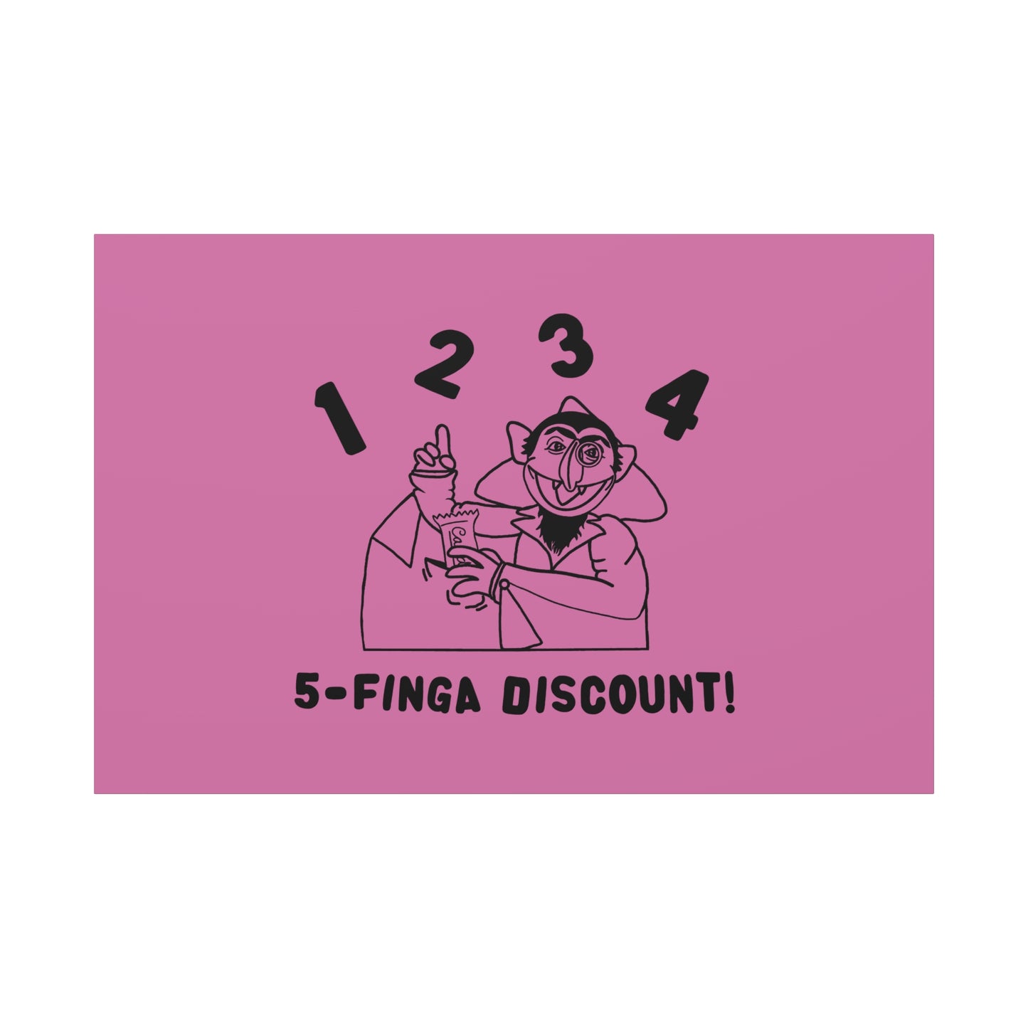 Five Finger Discount Outline Canvas Print Light Pink - Sesame Street The Count Parody Art Print