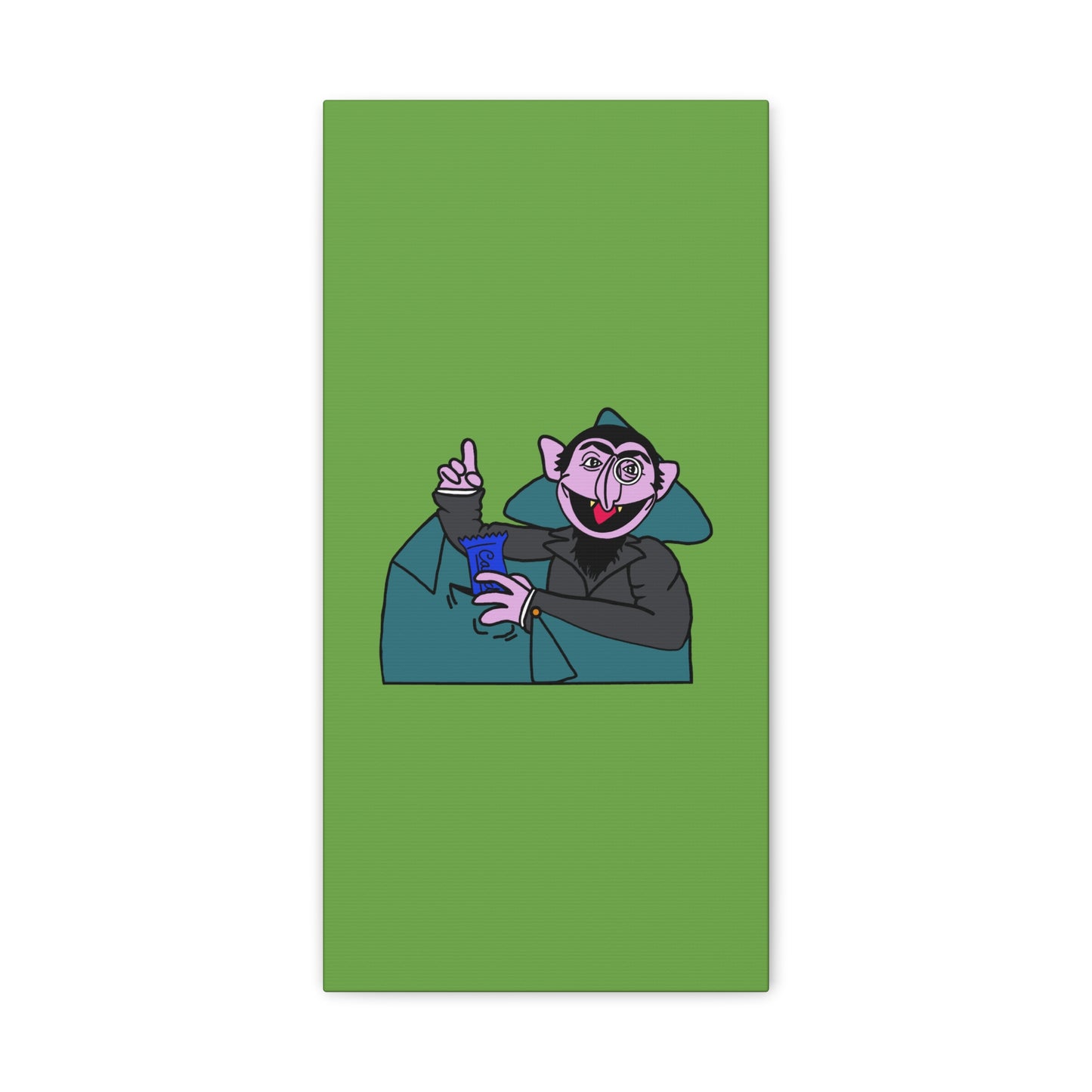 The Count Stealing Candy Canvas Print Green - Sesame Street The Count Parody Art