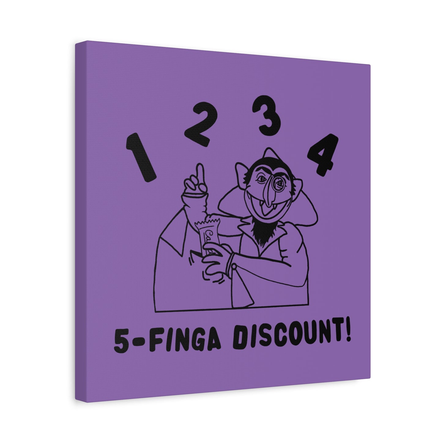 Five Finger Discount Outline Canvas Print Light Purple - Sesame Street The Count Parody Art Print