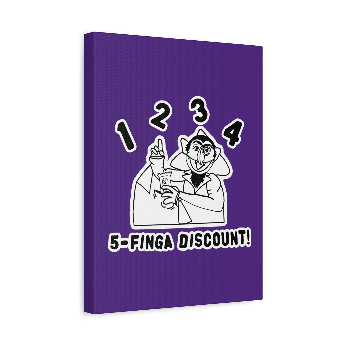 Five Finger Discount Outline Canvas Print Purple - Sesame Street The Count Parody Art Print
