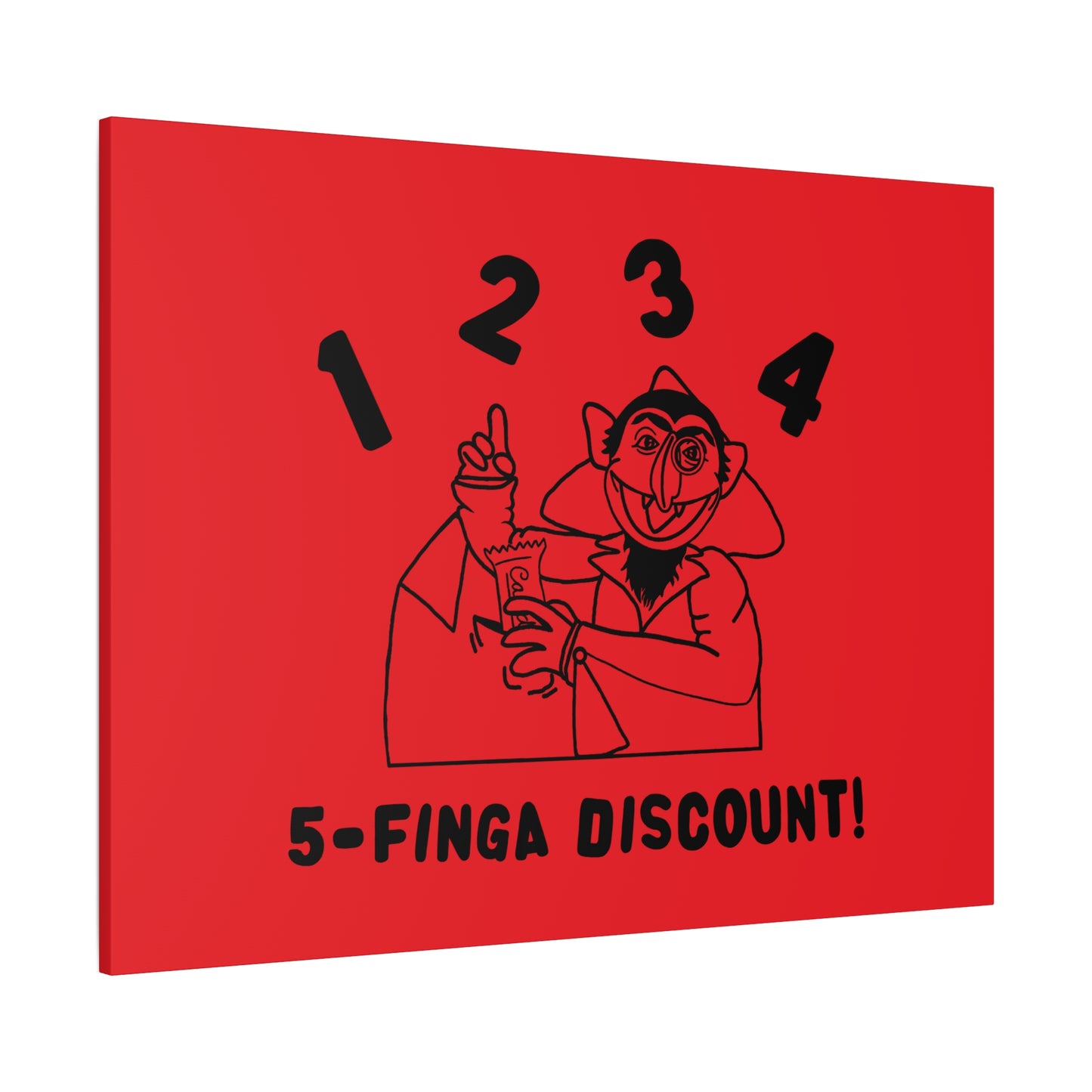 Five Finger Discount Outline Canvas Print Red - Sesame Street The Count Parody Art Print
