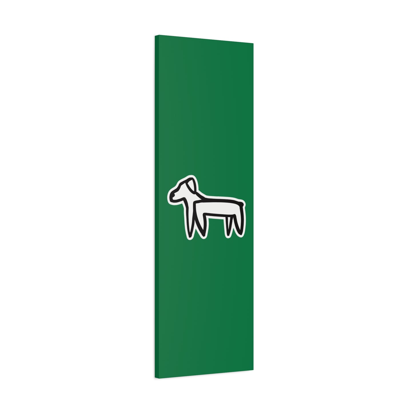 Dog Canvas Print on Green (Sticker Style White Dog) - Dog Art Print