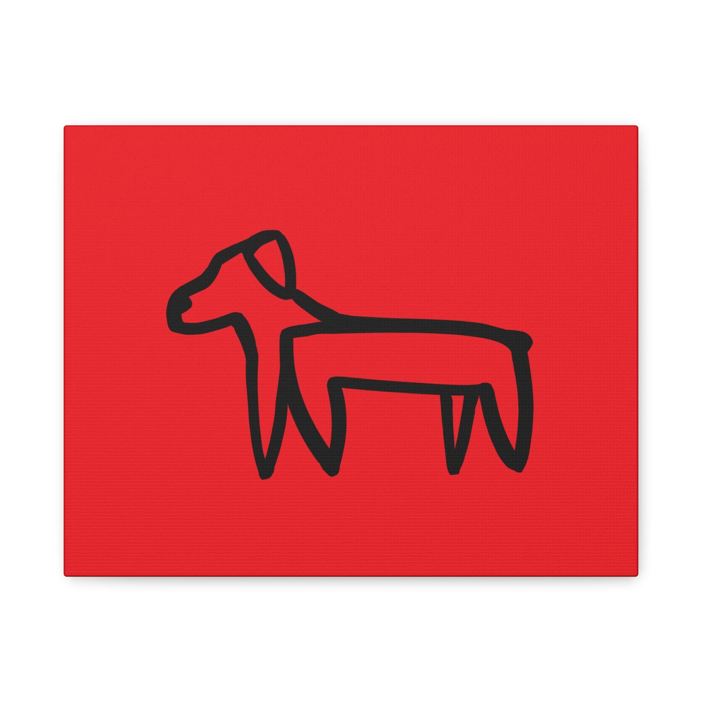 Dog Canvas Print on Red (Transparent Style Black Dog) - Dog Drawing Canvas