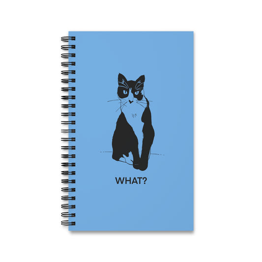 Cattitude Notebook in Light Blue (Transparent Style Cat) - Cat Spiral Notebook
