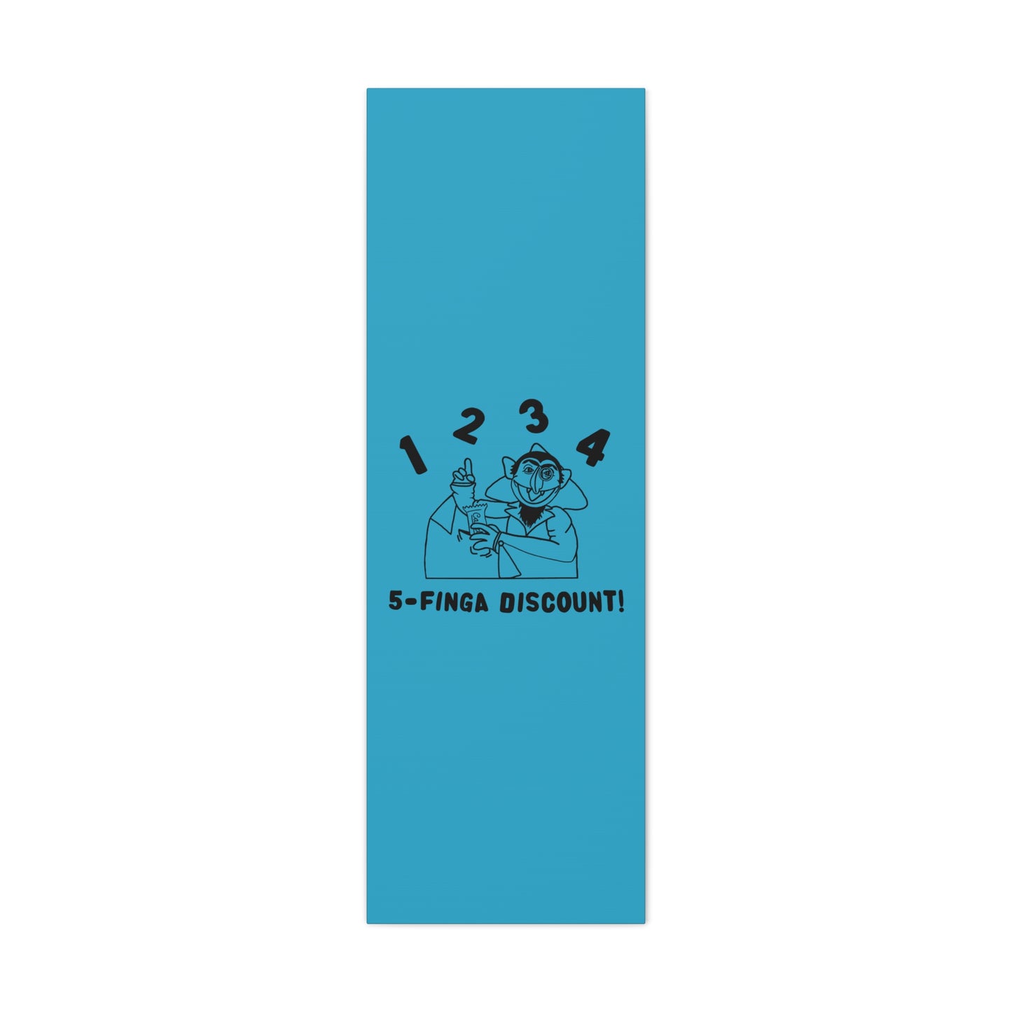 Five Finger Discount Outline Canvas Print Turquoise - Sesame Street The Count Parody Art Print