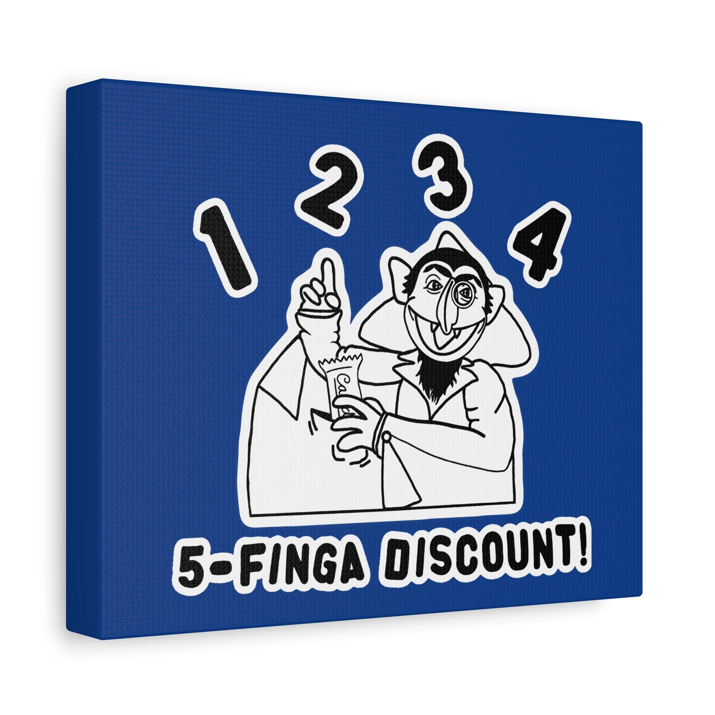 Five Finger Discount Outline Canvas Print Dark Blue - Sesame Street The Count Parody Art Print