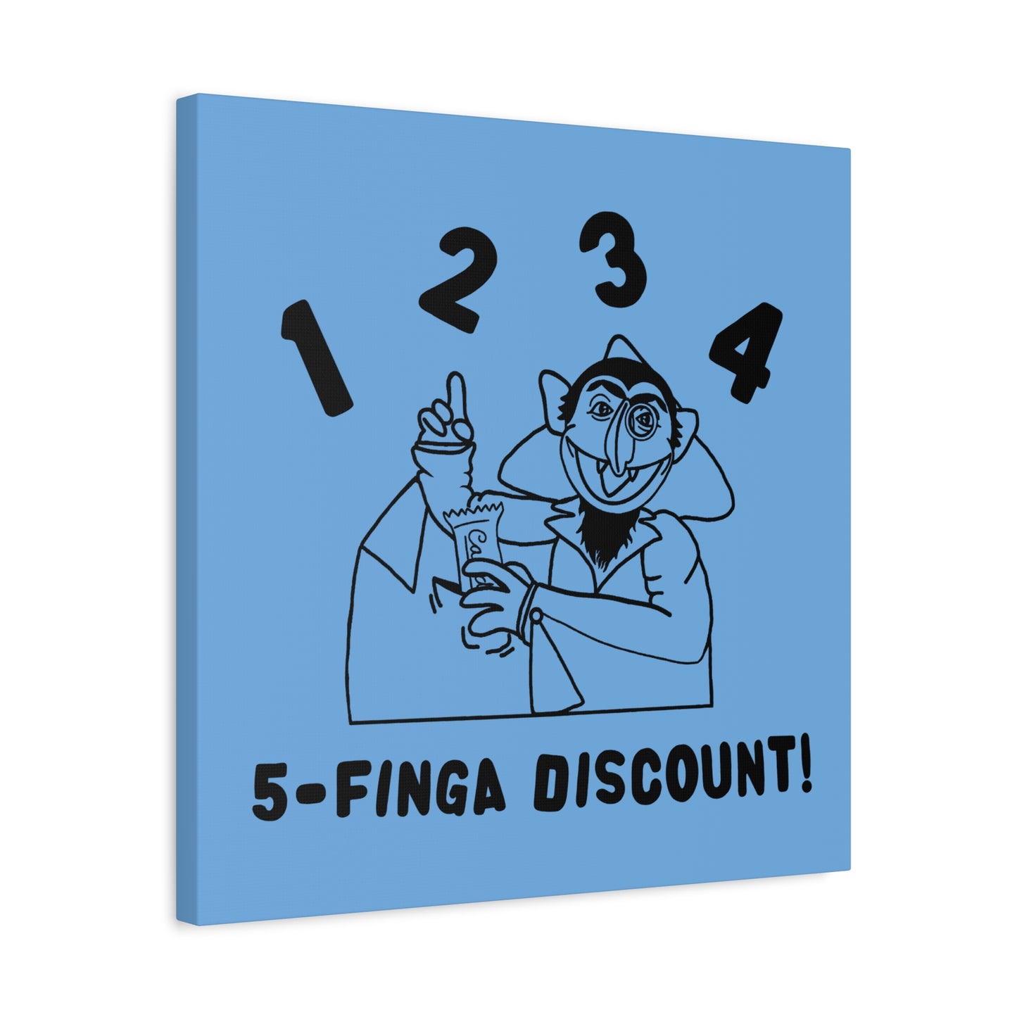 Five Finger Discount Outline Canvas Print Light Blue - Sesame Street The Count Parody Art Print