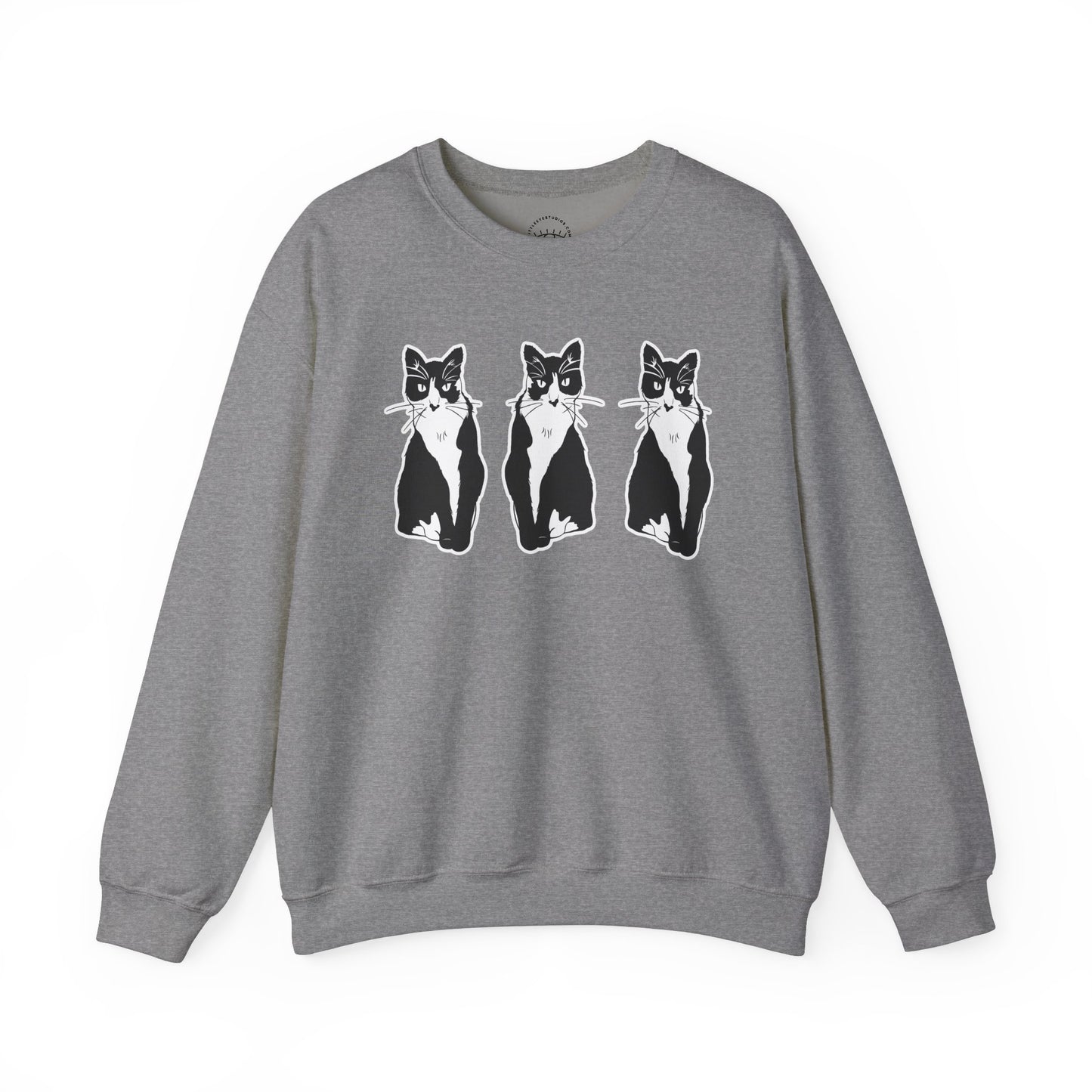 Cat x3 Sweatshirt (Sticker Style Cat) - Cat Drawing Sweatshirt
