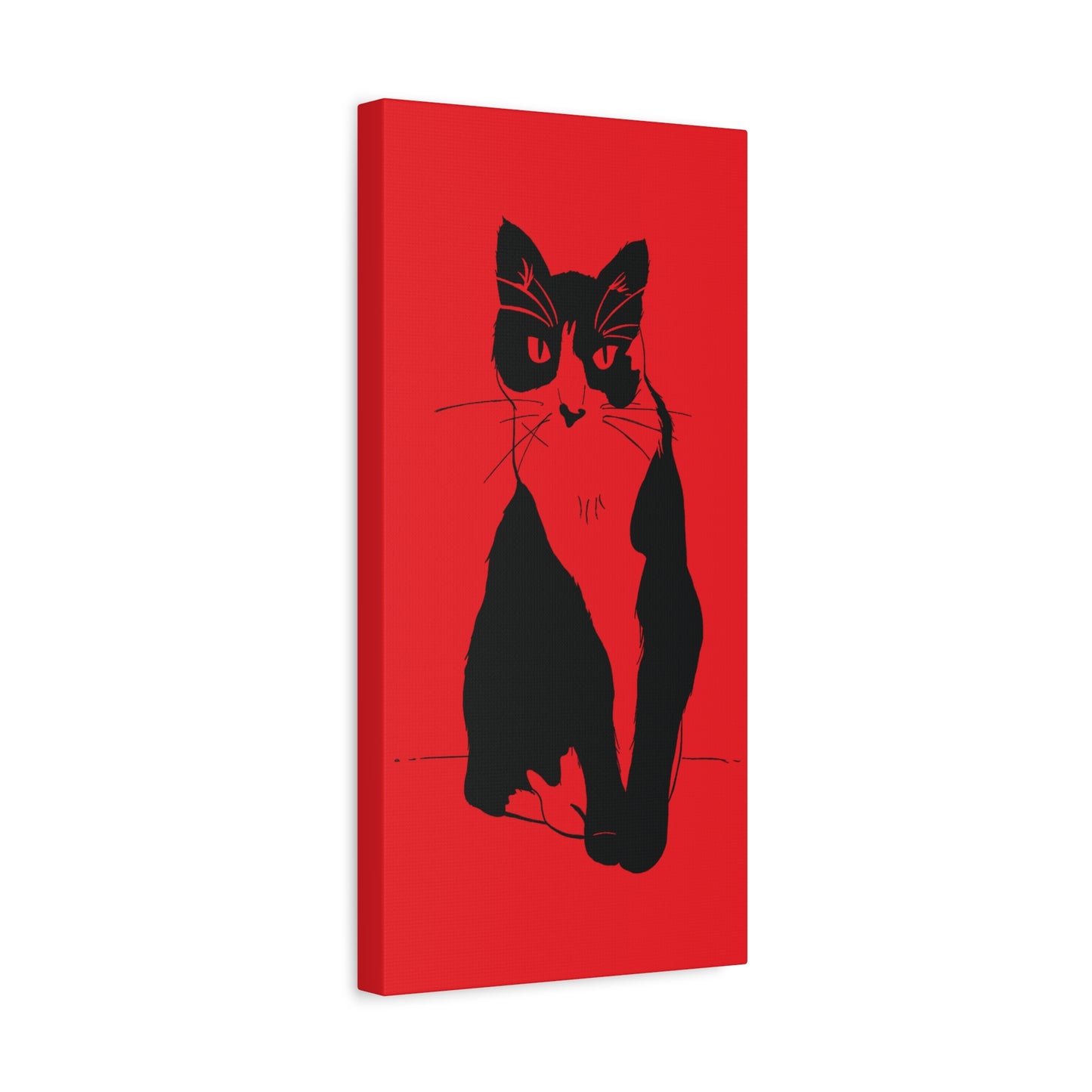 Cat Canvas Print on Red (Transparent Style Cat) - Cat Drawing Art