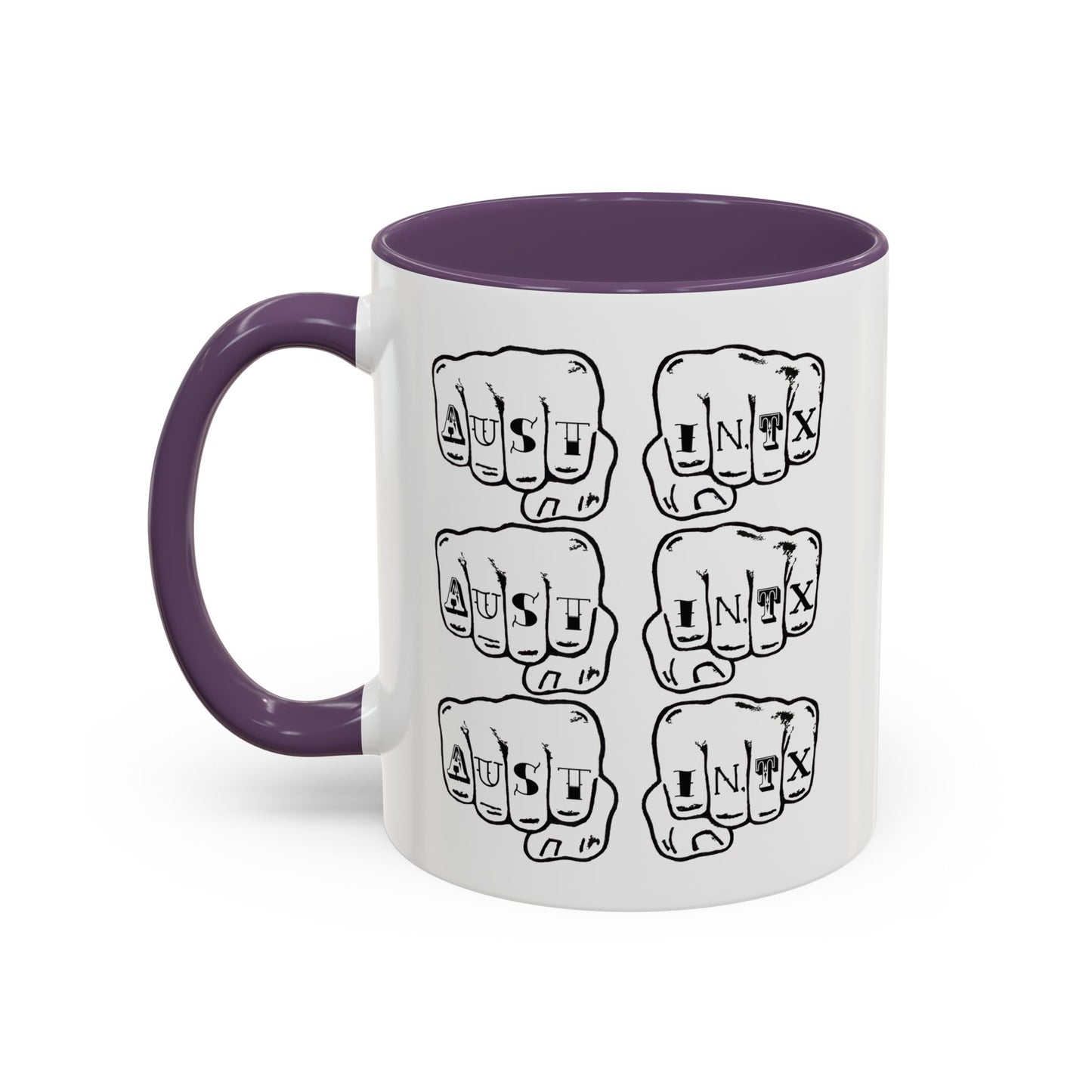 Austin Knuckle Tats Tattooed Fists Accent Mug Fists Stack Edition